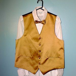 Imani Uomo L 5 button hand made gold vest/bowtie